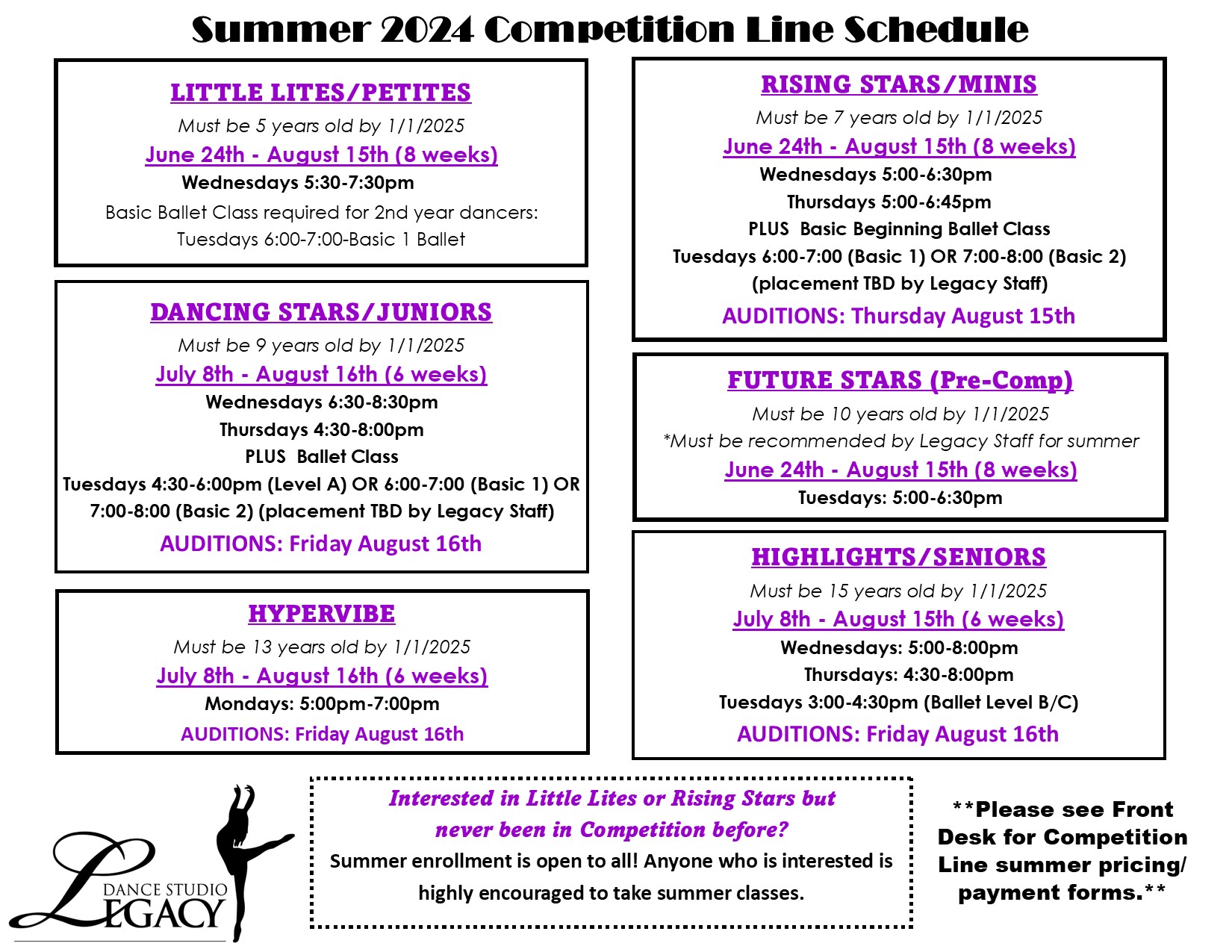 Final Summer schedule - Comp | Legacy Dance Studio